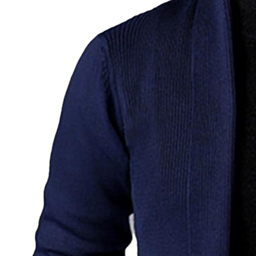 Men's Shawl Collar Knit Sweater Open Front Long Outerwear Ribbed Casual Soft Cardigan with Pockets4