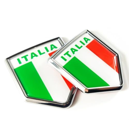 Image of Newperlite Italy Flag Decal Sticker Car Emblem Italian Flag Car Decoration Accessories Chrome Shield for Truck Vehicles Cars, 2 Pack
