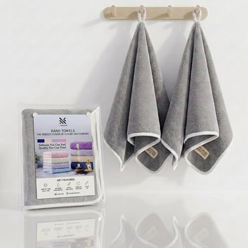 Image of LINEAR Microfiber Hand Towels /Small Size Towel /Face Towel /Towel for Men, Women & Babies /Ultra Soft, Absorbent & Quick Dry Towels for Gym, Travel 300 GSM (Grey1)