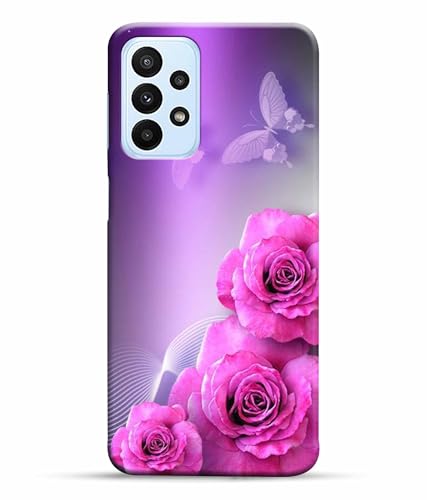 Image of Printed Hard Back Case Cover & Compatible for Samsung Galaxy A23 LTE | A23 5G | Samsung A23 5G | Rose Flower Painting Art (Multicolor) - D1198
