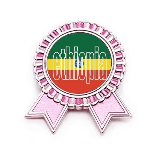 Broche drapeau Éthiopie rose M métal au design soigné et robuste
