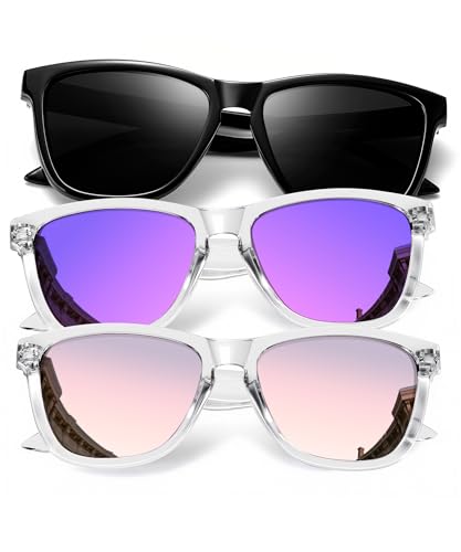 3-Pack KALIYADI Women's Polarized Rectangular Retro Sunglasses w/ UV Protection (Various) - image 1