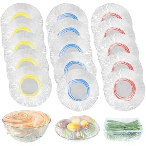 DAOZIJI Plastic Bowl Covers Elastic Reusable Fresh Keeping Bags/100ps, Plastic Food Covers Stretch Reusable, Reusable Bowl Covers for Bread Proofing, Disposable Elastic Bowl Covers for Outside Cover