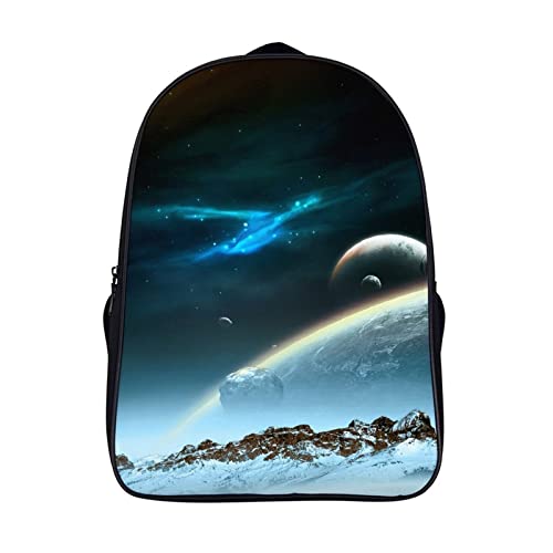 Mochila de moda ligera Planet Rises bookbags con amplio fondo de 16cm unisex