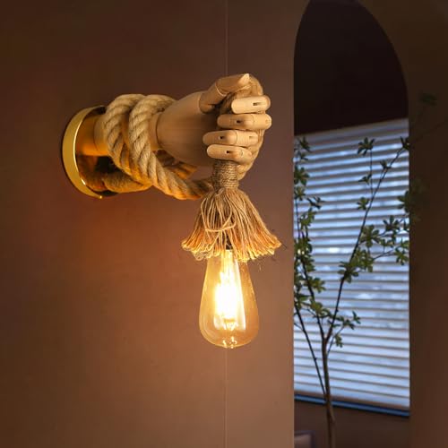 Lampara de pared cuerda de camano para salones de estilo rustico o boho 5