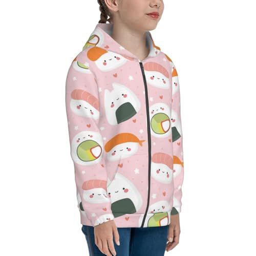 Cute Sushi (2) Kids Pullover Hoodies Boys Zip Up Sweatshirts Girls Athletic Clothes with Pocket4