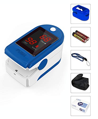 Concord Basics Fingertip Pulse Oximeter - Blood Oxygen Saturation Monitor with Carrying Case, Batteries, Silicone Cover & Lanyard - Easy to Use, Accurate SpO2 & Pulse Measurement (Blue) - Image 6