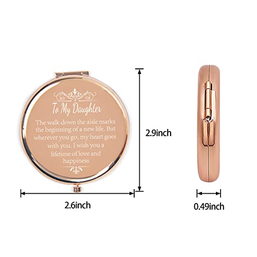 Rehaly Daughter Wedding Gift From Mom Dad, Bride Gifts For Wedding Day, Unique Wedding Keepsake Gifts For Daughter From Mom On Wedding Day, Rose Gold Compact Mirror For Her #TOP3