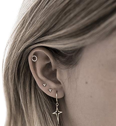 Minimalist Cross Star Dangle Drop Small Hoop Earrings for Women Girls 925 Sterling Silver Charms Huggie Hoops Constellation Tiny Star Cartilage Earring Pierced Ear Crucifix Jewelry2