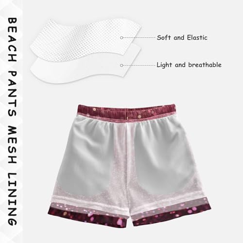 Pigsaly Boys Swim Trunks Burgundy Maroon Gradient Flashing Glitter Boys Board Shorts Swimsuit Swimwear Summer Bathing Suit S4