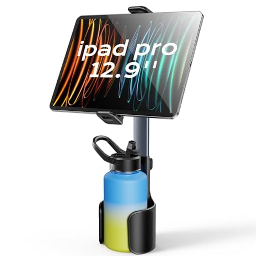 TAZENI 2 in 1 Tablet Holder for Car Bottle Friendly Cup iPad Holder for Car Mount Adjustable & Sturdy Cup Holder Tablet Mount iPad Travel Accessories for iPad Pro Air Mini Galaxy Tab 4.7-12.9" Device