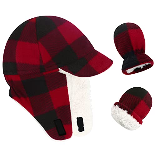 Sarfel Infant Baby Winter Hats Toddler Winter Hat with Warm Earflaps Baby Hat and Mitten Set Infant Beanie Toddler Beanie