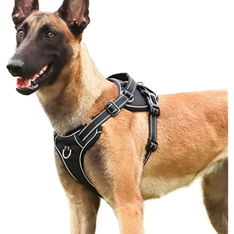 Annalovic Reflective Tactical Dog Harness with Handle for Dogs, No Pull Military Dog Harness, Adjustable Dog Vest Harness, Easy Control Pet Harnesses for Walking Hiking Training. (M, Black) Cover