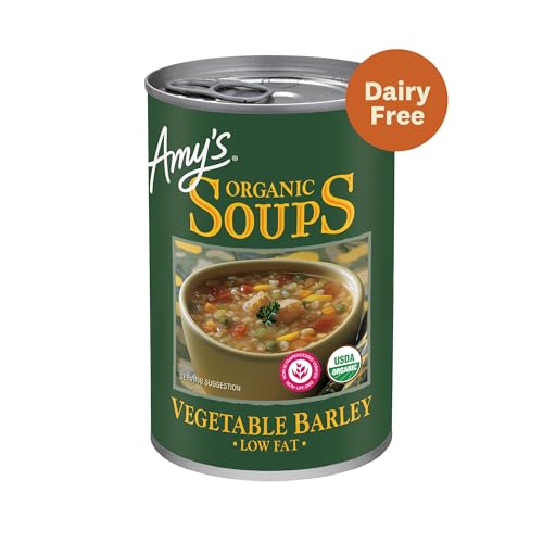 Image of Amy's Soup, Vegan Vegetable Barley Soup, Low Fat, Made With Organic Tomatoes, Carrots and Celery, Canned Soup, 14.1 Oz