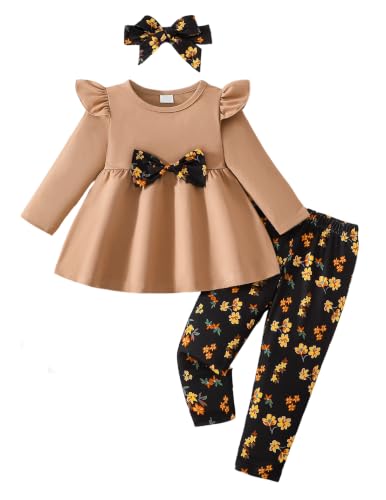 Image of Doresbebe Baby Girl Clothes Toddler Girl Outfits Infant Girl Summer Clothes for Girl Ruffle Shirt Pants+Cute Headband 3PCS