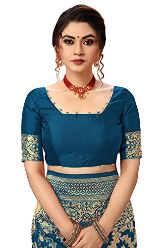 Image of TRENDMALLS Women's Banarasi Silk Saree with Unstitched Blouse Piece