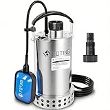 FOTING 900W Stainless Steel Submersible Water Pump with Float Switch, 13000 L/H Electric Sump Pump for Dirty/Clean Water, Portable Water Pump Drainage Pump for Garden Pond, Pools, Hot Tub, Ditches - Image 1
