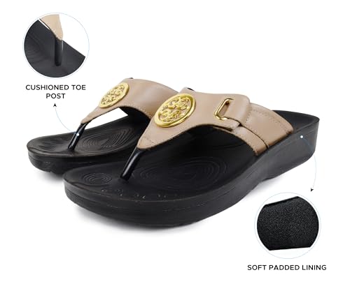 Image of AEROTHOTIC Arch Support Flip Flops for Women Comfortable Stylish Straps with Non Slip Footbed Fashion Dressy Sandals Outdoor Travel Vacation Essentials