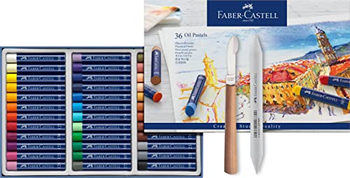 Faber-Castell de qualité studio 127036 Ensemble de peinture à la craie pastel huile permanente comprenant un essuie-papier et un couteau polyvalent / gomme...