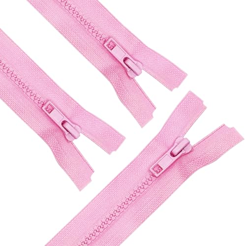 Image of ANPURZII 3PCS #5 37 Inch Pink Separating Jacket Zippers for Sewing Coats, Molded Plastic Bulk Zippers(Pink 37 inch 3PCS)