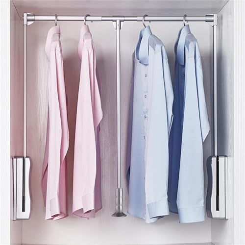 Barra para Armario Abatible, Barra para Armario Abatible Ajustable con Amortiguador Neumático, Soporte para Perchas Que Ahorra Espacio para Armarios Domésticos(55~70mm)