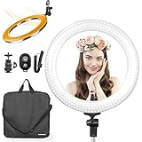 LimoStudio 18 Inch Bi-Color LED Ring Light for Video & Photography, Color Temperature Adjustable & Brightness Control Dimmer Switch, Camera Mounting Adapter Bracket, AGG2394V3