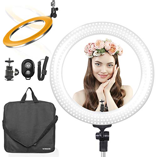 LimoStudio 18 Inch LED Multi Color Temperature Ring Light for Video & Photography, Brightness Control Dimmer Switch, AGG2394
