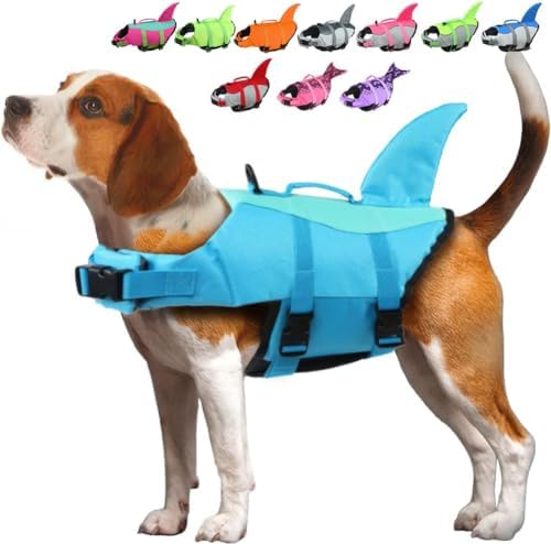 EMUST Large Dog Life Jacket, Pet Life Vests for Swimming, Small/Medium/Large Dog Flotation Vest with Rescue Handle for Water at Pool, Beach, Boating (XL,Pool Blue)