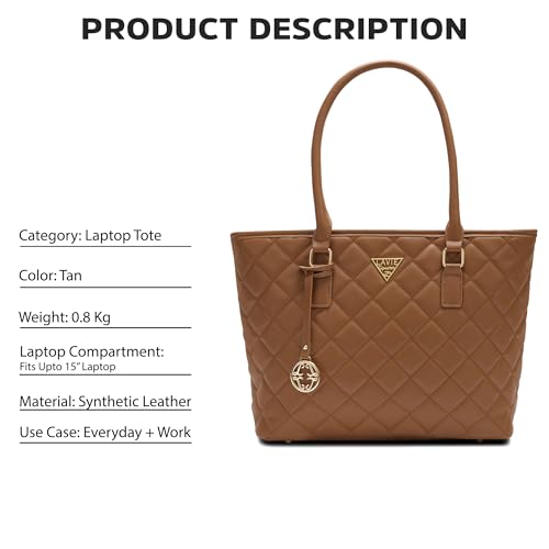 Image of Lavie Signature Woman's Boston Laptop Tote Handbag for Women | Fits upto 15 inch Laptop | Tote Bag for Work | Ladies purse | Stylish Shoulder Bag | Gift for Women