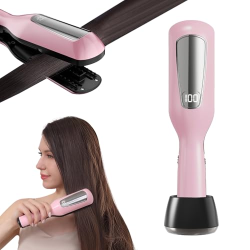 Removedor de puntas abiertas, mini herramienta portátil de reparación de cabello con iones negativos para el cuidado de puntas abiertas, rotas, secas, frágiles, rosa, con pantalla LED