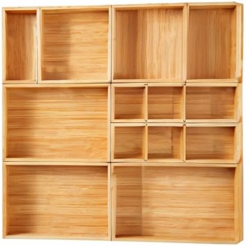 Fabsome Drawer Organizer, Set of 9 Bamboo Wood Kitchen Makeup Desk Junk Tea Drawer Storage Boxes Bins for Cutlery Silverware Utensils Flatware, Small Wooden Container Tray for Bathroom, Office - Image 10