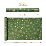 Christmas Kraft Gift Wrapping Paper : Recyclable Green Gift Wrapping Paper Roll Printed with Festive Pattern for Gift Wrap - 43cm x 15M - Image 2