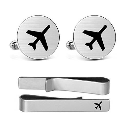 MUEEU Airplane Plane Cufflink Tie C…