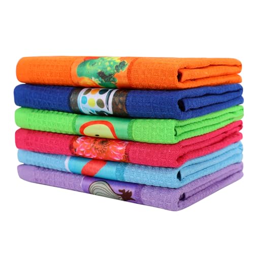 TanYiYi Tea Towels, 6 Pack Kitchen Towels, 90% Cotton Waffle Weave Dish Cloths