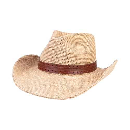 Image of Straw Cowboy Hats Cowgirl Hat Western Cowboy Hat Rancher Hat for Men Women, Exquisite Decoration Band