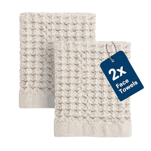 ONSEN Supima® Waffle Face Towels, Quick Dry Lint Free 100% USA Cotton, Lightweight Absorbent Face...