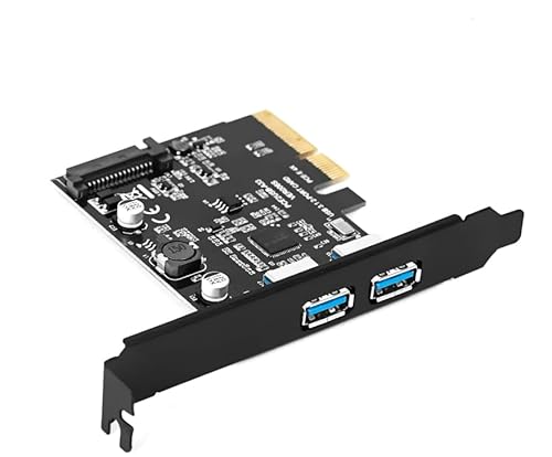 YBBOTT PCIe 4X to Dual USB 3.1 Gen2 Type A Expansion Card - 10Gbps ASM3142 Chipset, Hot-Swap Support, Windows/Mac Compatible, Low-Profile Bracket Included (Not for PCIe x1 Slots)