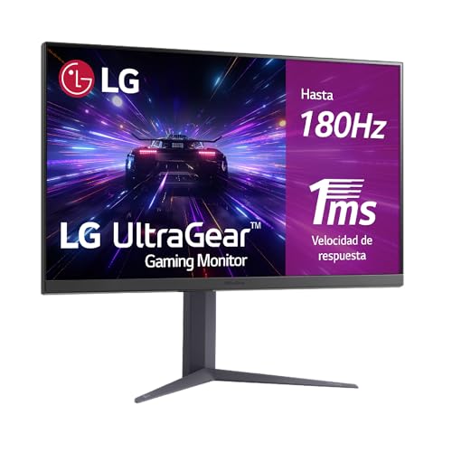 LG 32GS75Q-B - Monitor Gaming Ultragear, 32", IPS, 2560x1440, 16:9, 180 Hz, 1 ms/HDR10/G-Sync Compatible/FreeSync, No Curvo, Inclinación/Pivotable, Negro