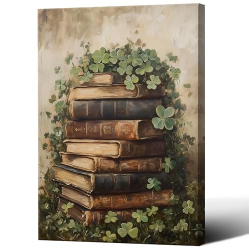 St Patricks Day Wall Art Cottagecore - Vintage Book for