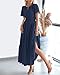 BTFBM Womens Summer 2026 Casual Midi Maxi Dresses Lightweight Short Sleeve V Neck Elastic Waist Boho Beach Dress Pockets(Navy, XX-Large)