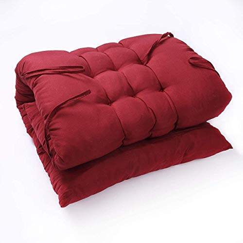 Image of PumPum Super Comfy Long Rocking Chair Cushion /Bench Back Seat Pad - Cotton, Handmade Quilts,(18x48 Inch,Maroon)