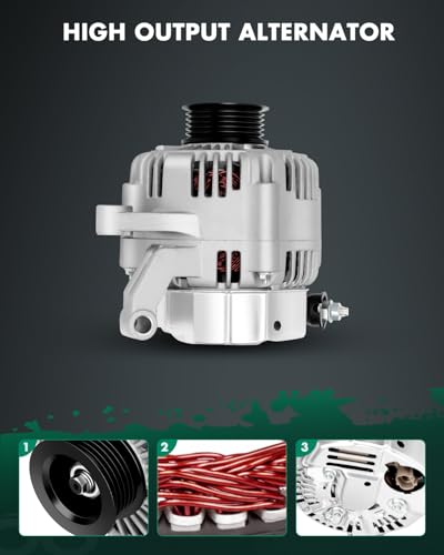 Image of SCITOO Alternator Fits for Dodge for Dakota 3.7L 4.7L 04-06,for Jeep for Grand Cherokee 4.7L 01-03,for Liberty 3.7L 03-06,for Mitsubishi for Raider 3.7L 06,136Amp High-output CW 6-Groove 13873