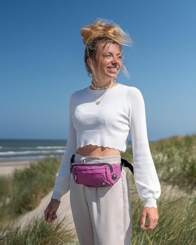 WATERFLY Bauchtasche Hüfttasche Herren Damen: Klein Gürteltasche Sport Bum Hip Bag Männer Frauen Waist Fanny Pack mit Verlängerungsgurt für Reise Wandern Hundetraining Outdoor Schwarz