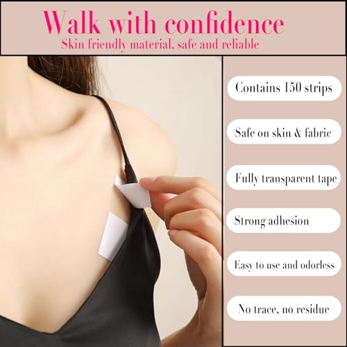150 Strips Double-Sided Clothing & Body Tape for Skin, Body Tape for Women, Dress Tape for Clothes, No-Residue & Gentle Hold3