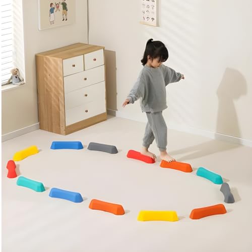 [Maplefea]バランスストーン 子供6/12個セット バランスブロック モンテッソーリ 平均台 踏み台 飛び石 滑り止め付き耐荷重100kg 簡単収納 スポーツ 安全 室内遊具 バランス遊具 運動不足解消 幼稚園 誕生日プレゼント