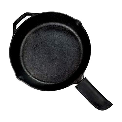 Hide & Drink, Leather Hot Handle Panhandle Potholder Double Layered Double Stitched Cookware Slides On/Off Easily Onto Metal Skillet Grips Handmade Includes 101 Year Warranty :: Charcoal Black #TOP1