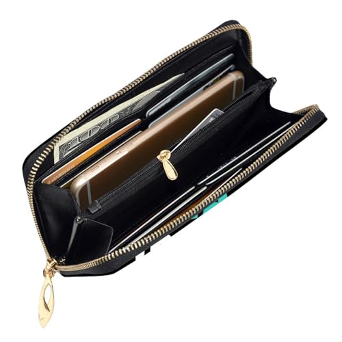Talk Data to Me Long Leather Clutch Wallet with Dual-Sided Print - Storage bag (12 Card Slots, Zippered Coin Pocket)2