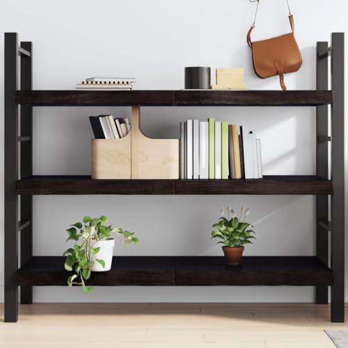 UJCHVHN Item-Estante de pared marrón oscuro, 140 x 60 x (2-6) cm, roble macizo tratado, estanterías, estantes de pared y repisas