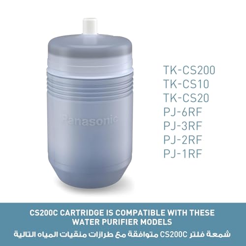 شمعة فلتر بديلة من باناسونيك، سعة 12,000 لتر، متوافقة مع موديلات TK-CS200، TK-CS20، TK-CS10، PJ-6RF PJ-3RF كربون نشط لإزالة الكلور والتعكر وجزيئات الحديد، موديل TK-CS200C