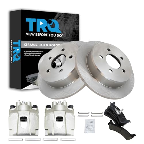 Image of TRQ Rear Brake Pad and Rotor Set Ceramic Calipers Compatible with 2001 Ford Explorer Mountaineer